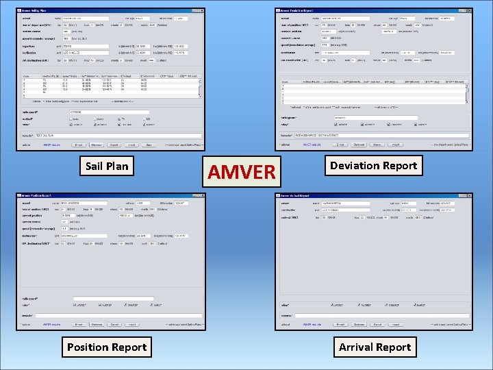 Sail Plan Position Report AMVER Deviation Report Arrival Report 