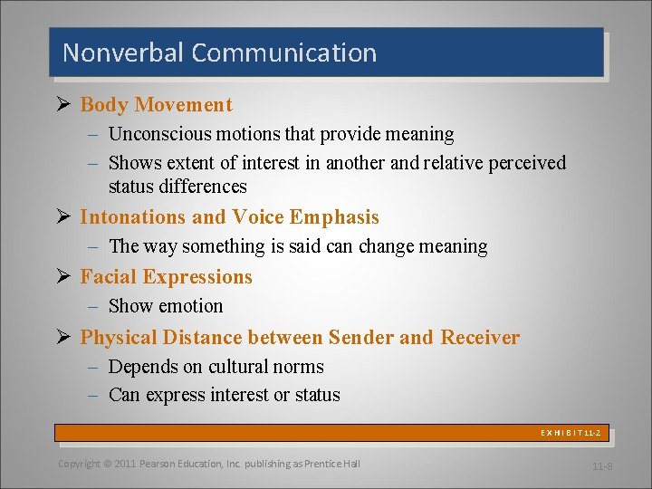Nonverbal Communication Ø Body Movement – Unconscious motions that provide meaning – Shows extent