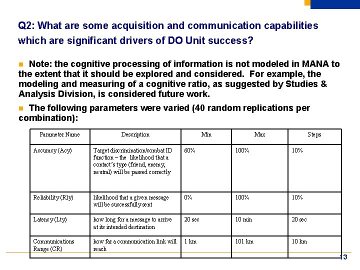 Q 2: What are some acquisition and communication capabilities which are significant drivers of