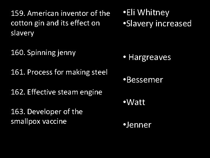 159. American inventor of the cotton gin and its effect on slavery • Eli