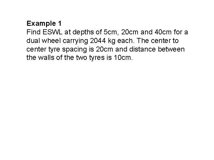 Example 1 Find ESWL at depths of 5 cm, 20 cm and 40 cm