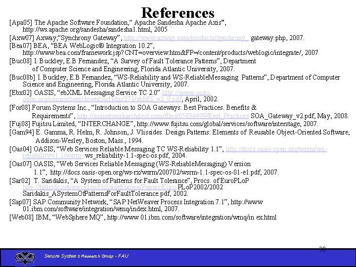 References [Apa 05] The Apache Software Foundation, “ Apache Sandesha Apache Axis”, http: //ws.