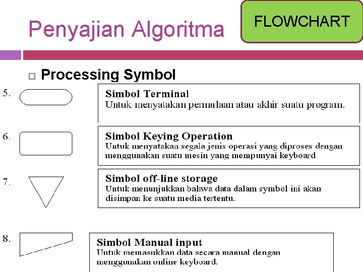 Penyajian Algoritma Processing Symbol FLOWCHART 
