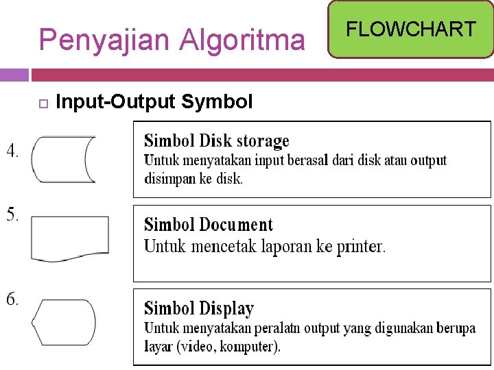 Penyajian Algoritma Input-Output Symbol FLOWCHART 