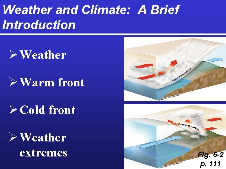 Weather and Climate: A Brief Introduction Ø Weather Ø Warm front Ø Cold front