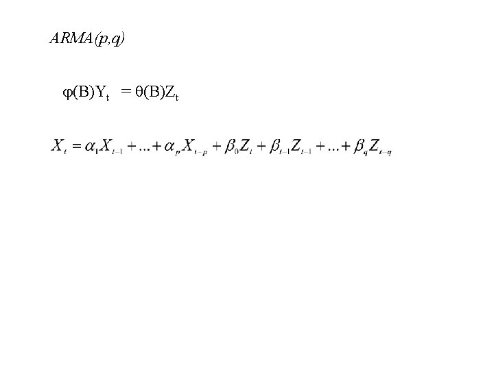 ARMA(p, q) (B)Yt = (B)Zt 