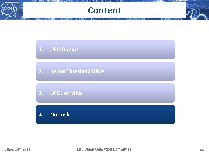 Content June, 14 th 2011 1. UFO Dumps 2. Below Threshold UFOs 3. UFOs