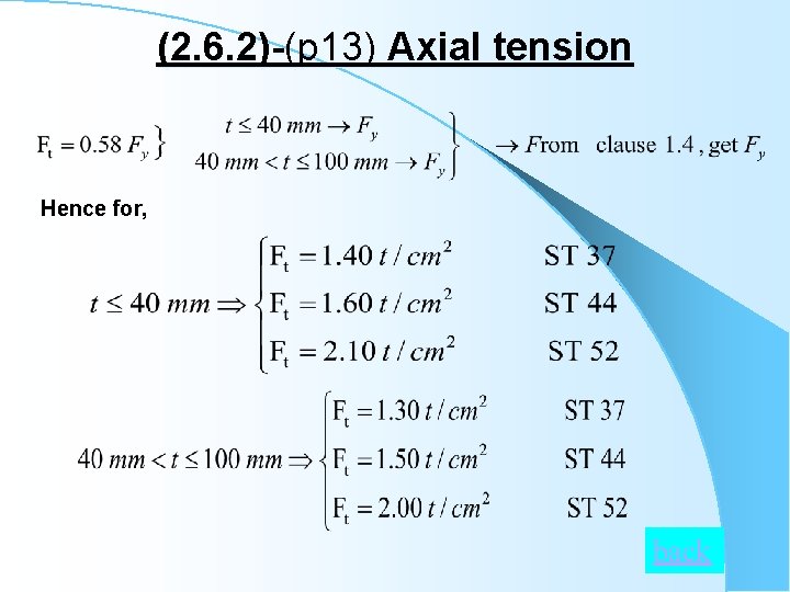 (2. 6. 2)-(p 13) Axial tension Hence for, back 