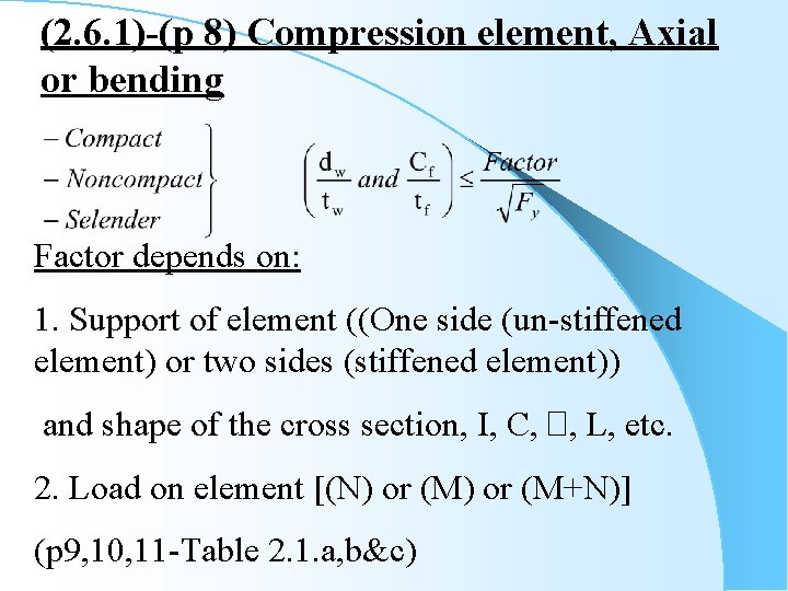 4 Chapter Allowable Stresses contents Introduction Compression element
