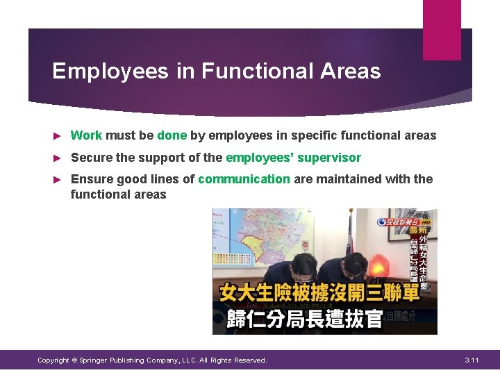 Employees in Functional Areas ► Work must be done by employees in specific functional Employees in Functional Areas ► Work must be done by employees in specific functional
