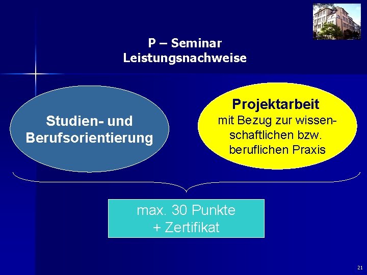 P – Seminar Leistungsnachweise Projektarbeit Studien- und Berufsorientierung mit Bezug zur wissenschaftlichen bzw. beruflichen