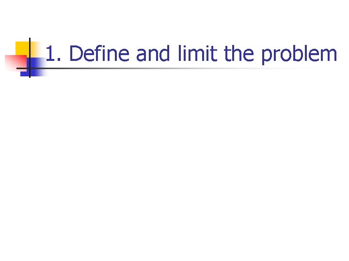 1. Define and limit the problem 
