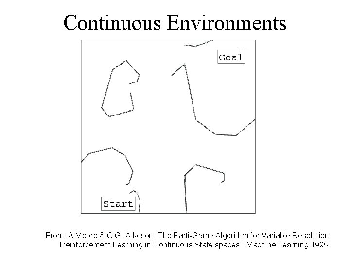 Continuous Environments From: A Moore & C. G. Atkeson “The Parti-Game Algorithm for Variable