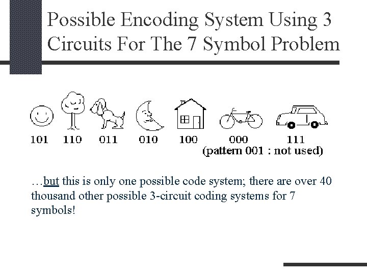Possible Encoding System Using 3 Circuits For The 7 Symbol Problem …but this is