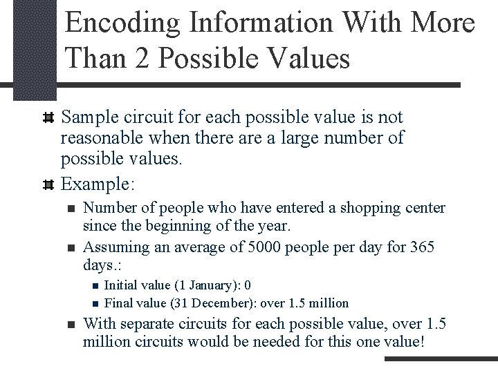 Encoding Information With More Than 2 Possible Values Sample circuit for each possible value