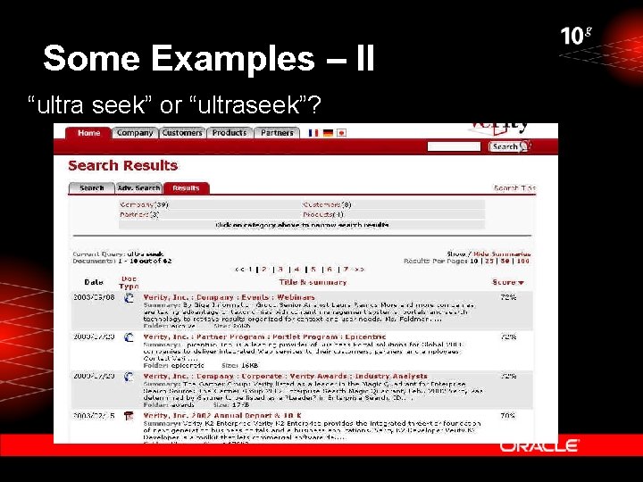 Some Examples – II “ultra seek” or “ultraseek”? 