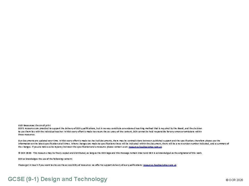 OCR Resources: the small print OCR’s resources are provided to support the delivery of