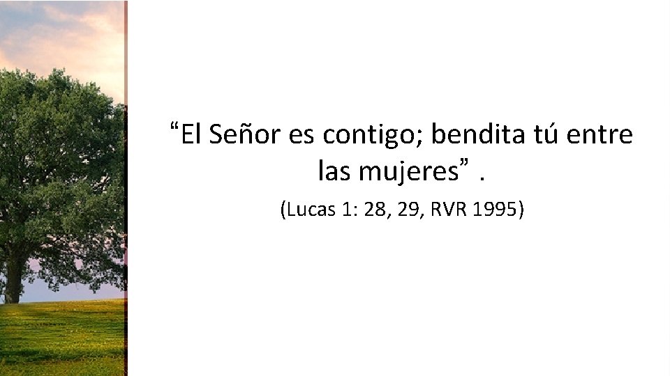 “El Señor es contigo; bendita tú entre las mujeres”. (Lucas 1: 28, 29, RVR