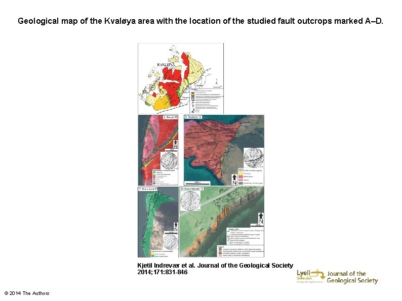 Geological map of the Kvaløya area with the location of the studied fault outcrops