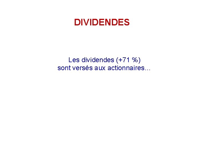 DIVIDENDES Les dividendes (+71 %) sont versés aux actionnaires… 