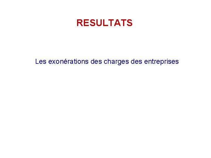 RESULTATS Les exonérations des charges des entreprises 