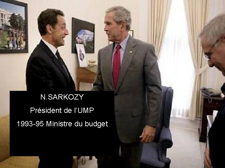 N. SARKOZY Président de l’UMP 1993 -95 Ministre du budget 