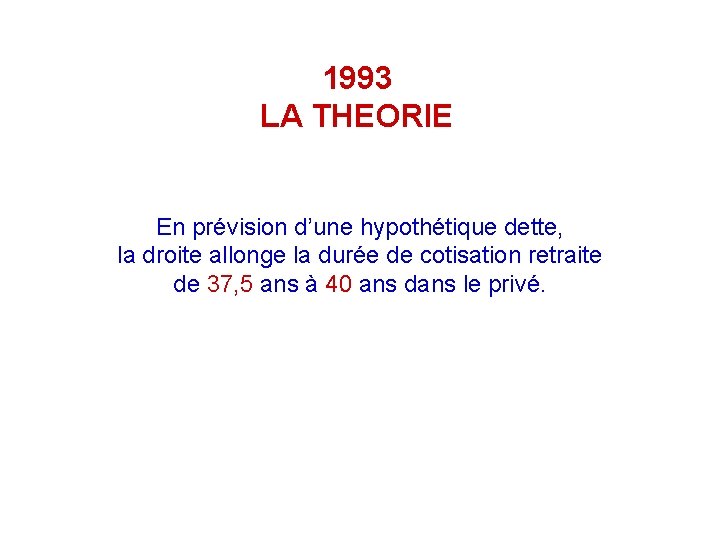 1993 LA THEORIE En prévision d’une hypothétique dette, la droite allonge la durée de