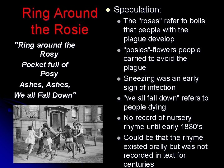 Ring Around the Rosie "Ring around the Rosy Pocket full of Posy Ashes, We
