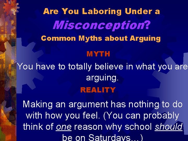 Are You Laboring Under a Misconception? Common Myths about Arguing MYTH You have to