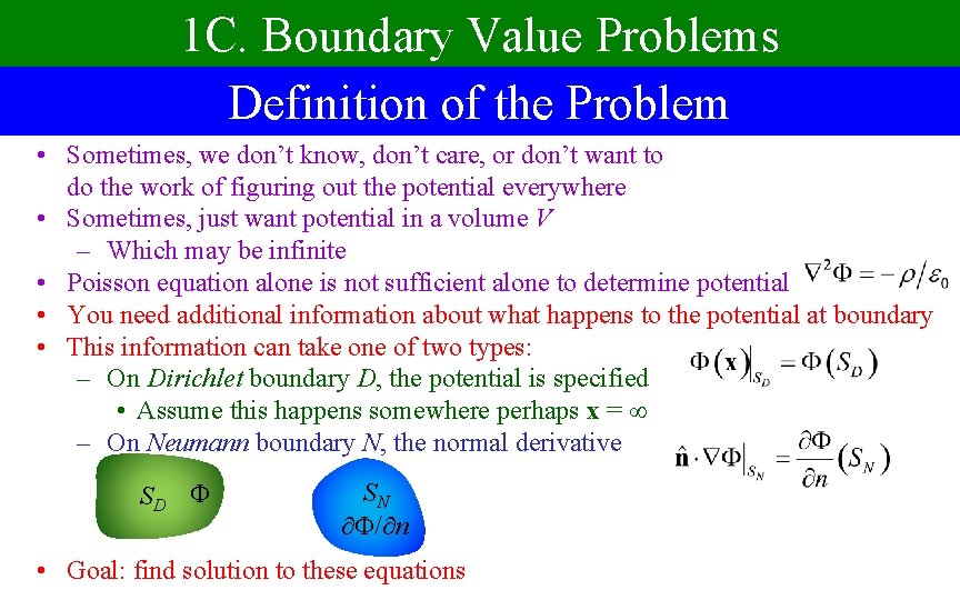 1 C. Boundary Value Problems Definition of the Problem • Sometimes, we don’t know,