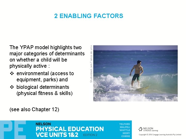 2 ENABLING FACTORS The YPAP model highlights two major categories of determinants on whether