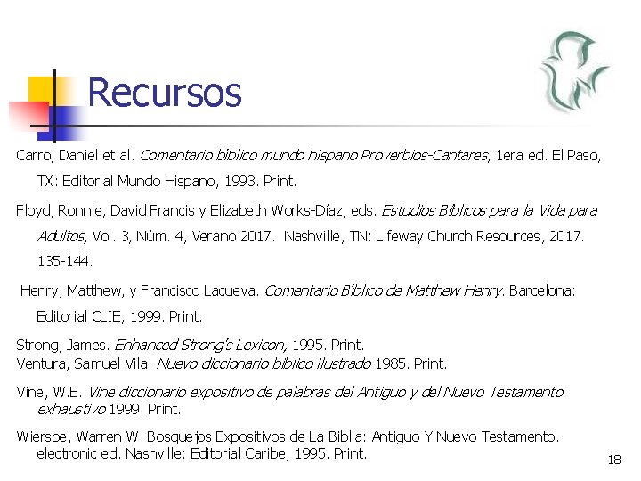 Recursos Carro, Daniel et al. Comentario bı blico mundo hispano Proverbios-Cantares , 1 era