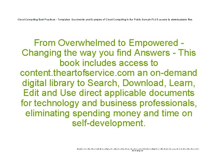 Cloud Computing Best Practices - Templates- Documents and Examples of Cloud Computing in the