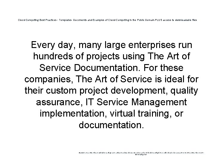 Cloud Computing Best Practices - Templates- Documents and Examples of Cloud Computing in the