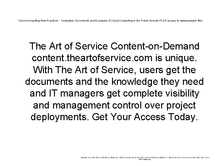 Cloud Computing Best Practices - Templates- Documents and Examples of Cloud Computing in the