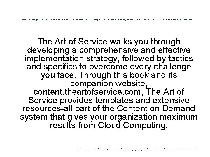Cloud Computing Best Practices - Templates- Documents and Examples of Cloud Computing in the