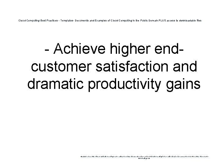 Cloud Computing Best Practices - Templates- Documents and Examples of Cloud Computing in the