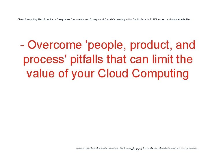 Cloud Computing Best Practices - Templates- Documents and Examples of Cloud Computing in the