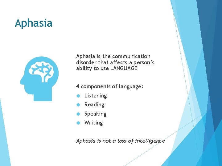 Aphasia is the communication disorder that affects a person’s ability to use LANGUAGE 4 Aphasia is the communication disorder that affects a person’s ability to use LANGUAGE 4