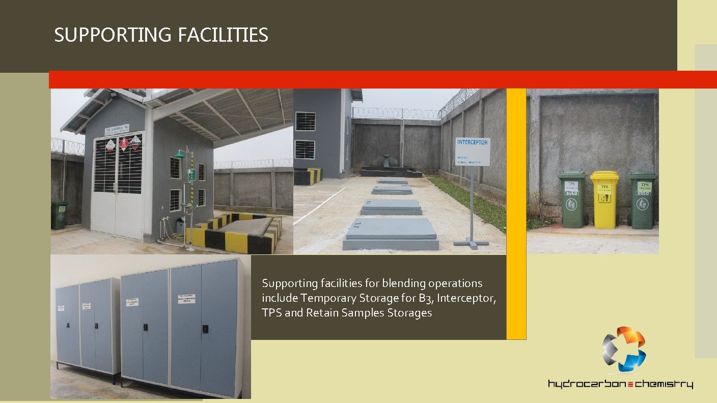 SUPPORTING FACILITIES Supporting facilities for blending operations include Temporary Storage for B 3, Interceptor,