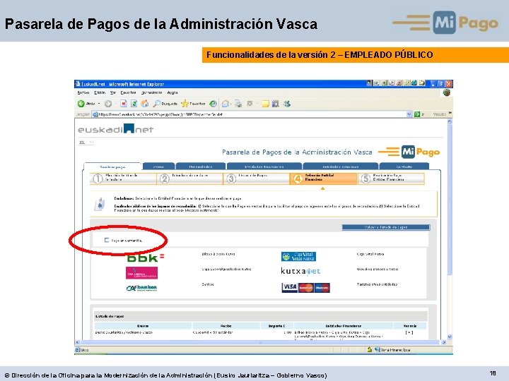 Pasarela de Pagos de la Administración Vasca Funcionalidades de la versión 2 – EMPLEADO