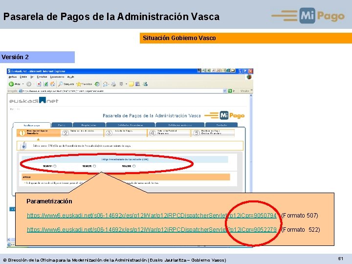 Pasarela de Pagos de la Administración Vasca Situación Gobierno Vasco Versión 2 Parametrización https: