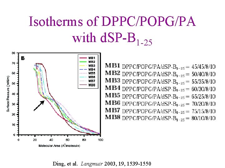 Isotherms of DPPC/POPG/PA with d. SP-B 1 -25 Ding, et al. Langmuir 2003, 19,