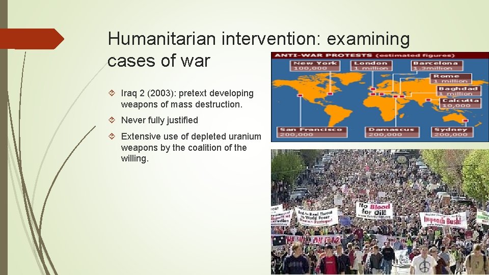 Humanitarian intervention: examining cases of war Iraq 2 (2003): pretext developing weapons of mass