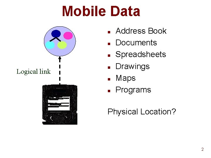 Mobile Data n n n Logical link n n n Address Book Documents Spreadsheets