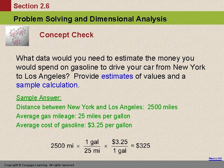 Section 2. 6 Problem Solving and Dimensional Analysis Concept Check What data would you