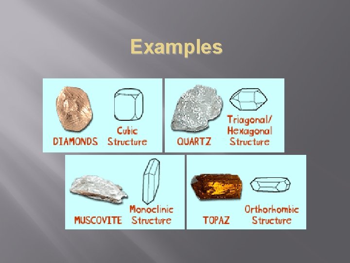 Crystals A solid substance in which the particles