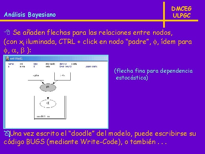 Análisis Bayesiano DMCEG ULPGC 8 Se añaden flechas para las relaciones entre nodos, (con