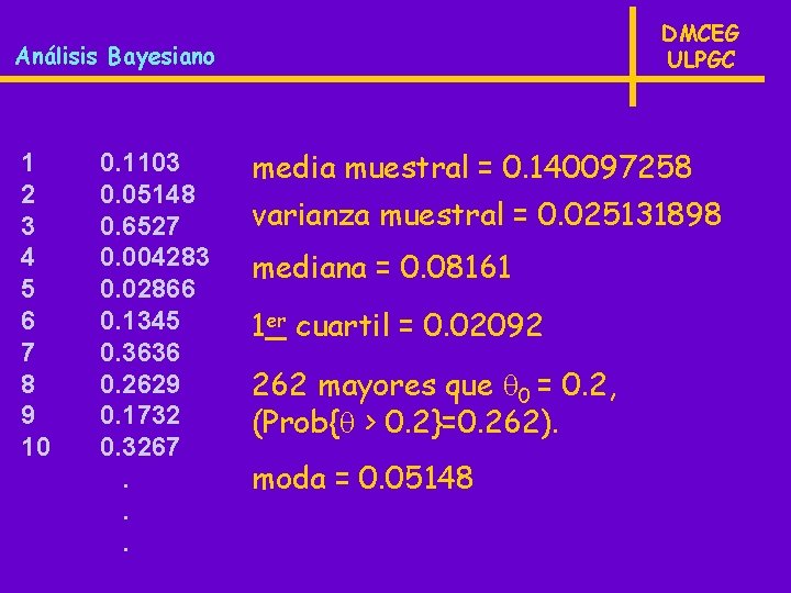 DMCEG ULPGC Análisis Bayesiano 1 2 3 4 5 6 7 8 9 10