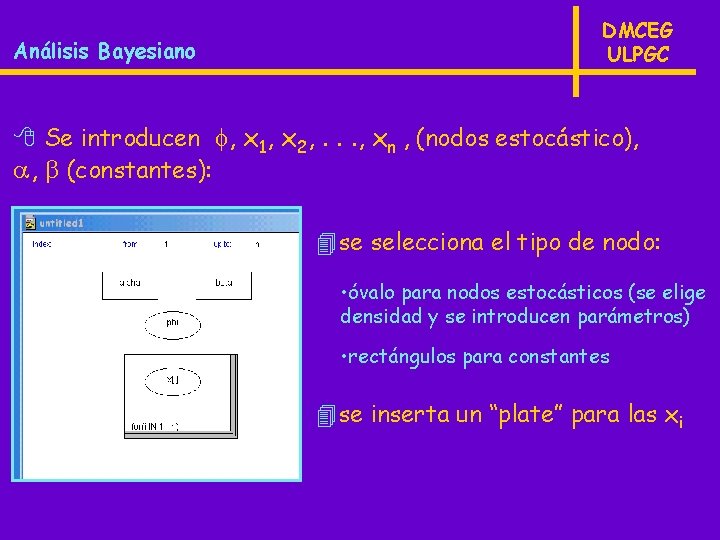 Análisis Bayesiano DMCEG ULPGC 8 Se introducen , x 1, x 2, . .